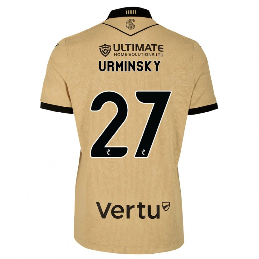 Danxen Kvinder Peter Urminsky #27 Burlywood Sort Udebane Spillertrøjer 2026/27 Trøje T-Shirt