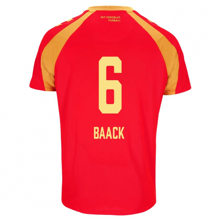 Danxen Kvinder Tom Baack #6 Rød Orange Sort Udebane Spillertrøjer 2026/27 Trøje T-Shirt