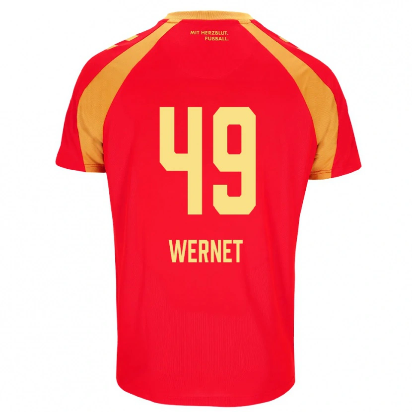Danxen Kvinder Vigo Wernet #49 Rød Orange Sort Udebane Spillertrøjer 2026/27 Trøje T-Shirt