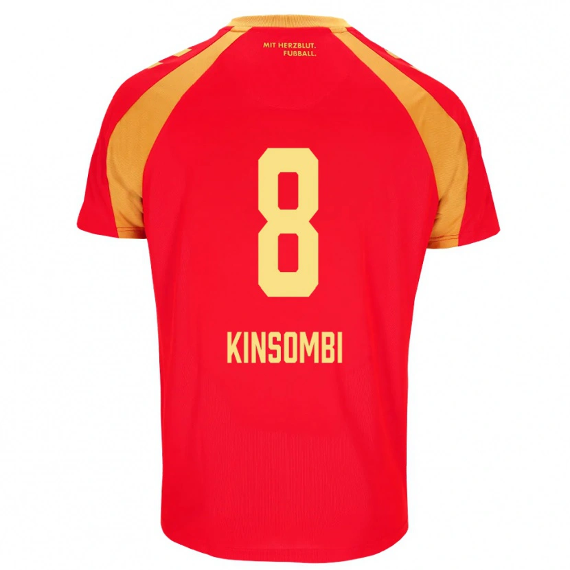 Danxen Kvinder David Kinsombi #8 Rød Orange Sort Udebane Spillertrøjer 2026/27 Trøje T-Shirt