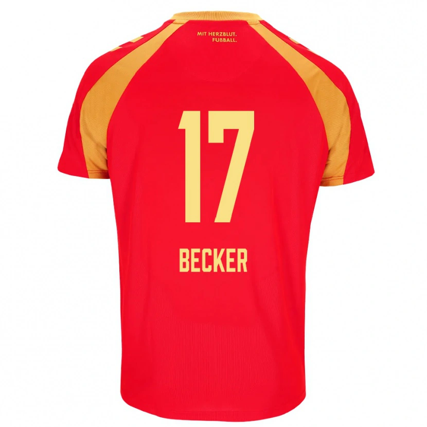 Danxen Kvinder Marlon Becker #17 Rød Orange Sort Udebane Spillertrøjer 2026/27 Trøje T-Shirt