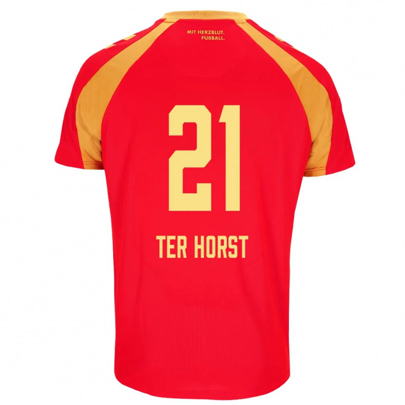 Danxen Kvinder Jano Ter Horst #21 Rød Orange Sort Udebane Spillertrøjer 2026/27 Trøje T-Shirt