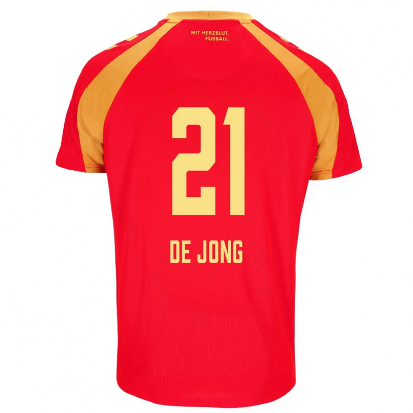 Danxen Kvinder Travis De Jong #21 Rød Orange Sort Udebane Spillertrøjer 2026/27 Trøje T-Shirt