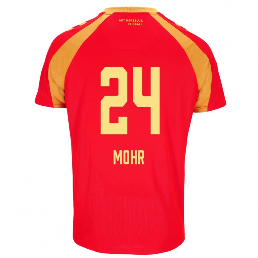 Danxen Kvinder Niklas Mohr #24 Rød Orange Sort Udebane Spillertrøjer 2026/27 Trøje T-Shirt