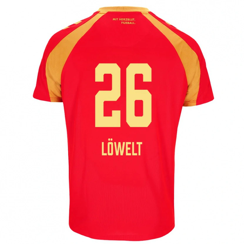 Danxen Kvinder Luca Löwelt #26 Rød Orange Sort Udebane Spillertrøjer 2026/27 Trøje T-Shirt