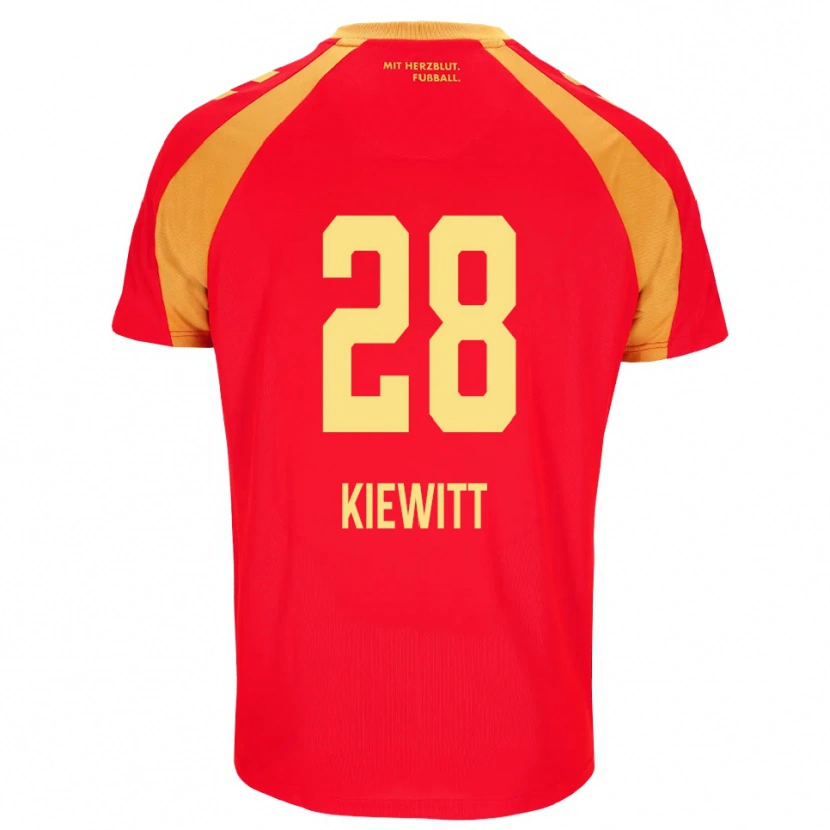 Danxen Kvinder Lucas Kiewitt #28 Rød Orange Sort Udebane Spillertrøjer 2026/27 Trøje T-Shirt
