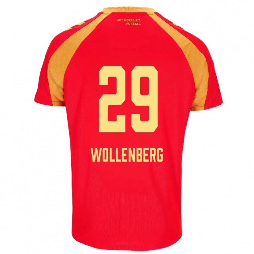 Danxen Kvinder Paul Wollenberg #29 Rød Orange Sort Udebane Spillertrøjer 2026/27 Trøje T-Shirt