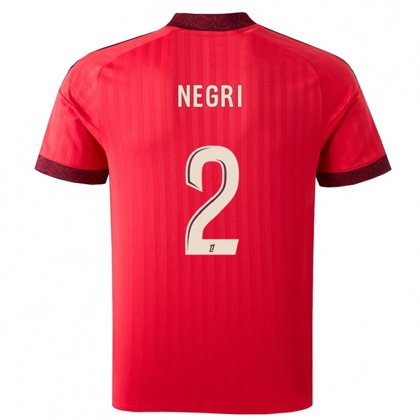 Danxen Kvinder Kylian Negri #2 Burgunderrød Rød Hvid Udebane Spillertrøjer 2026/27 Trøje T-Shirt