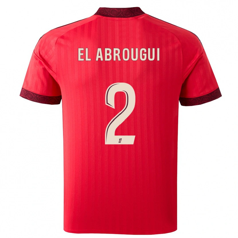 Danxen Kvinder Wassim El Abrougui #2 Burgunderrød Rød Hvid Udebane Spillertrøjer 2026/27 Trøje T-Shirt
