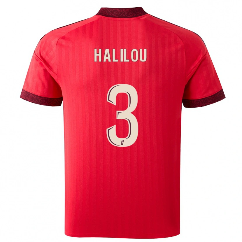 Danxen Kvinder Ibrahim Halilou #3 Burgunderrød Rød Hvid Udebane Spillertrøjer 2026/27 Trøje T-Shirt