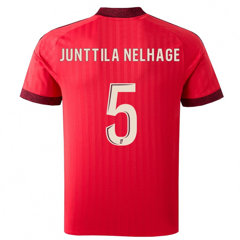 Danxen Kvinder Elma Junttila Nelhage #5 Burgunderrød Rød Hvid Udebane Spillertrøjer 2026/27 Trøje T-Shirt