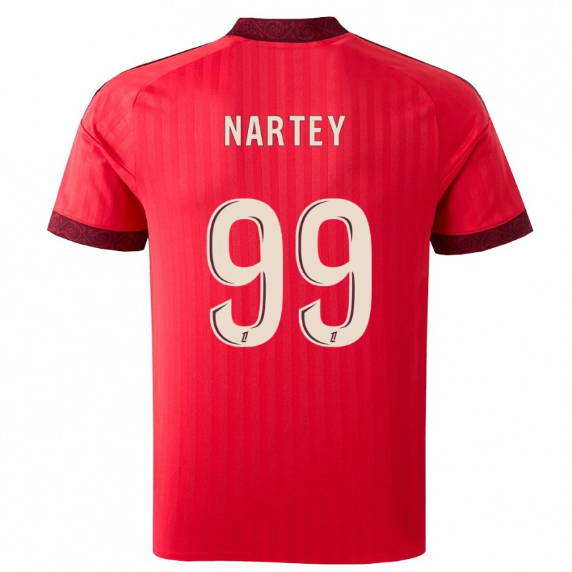 Danxen Kvinder Noah Nartey #99 Burgunderrød Rød Hvid Udebane Spillertrøjer 2026/27 Trøje T-Shirt