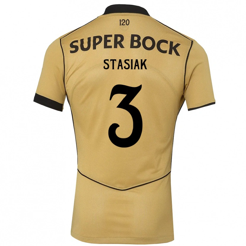 Danxen Kvinder Jakub Stasiak #3 Gyldengul Sort Udebane Spillertrøjer 2026/27 Trøje T-Shirt