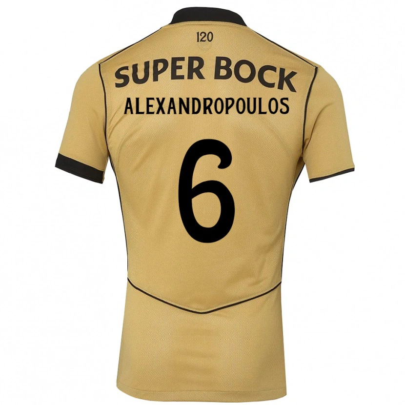 Danxen Kvinder Sotiris Alexandropoulos #6 Gyldengul Sort Udebane Spillertrøjer 2026/27 Trøje T-Shirt