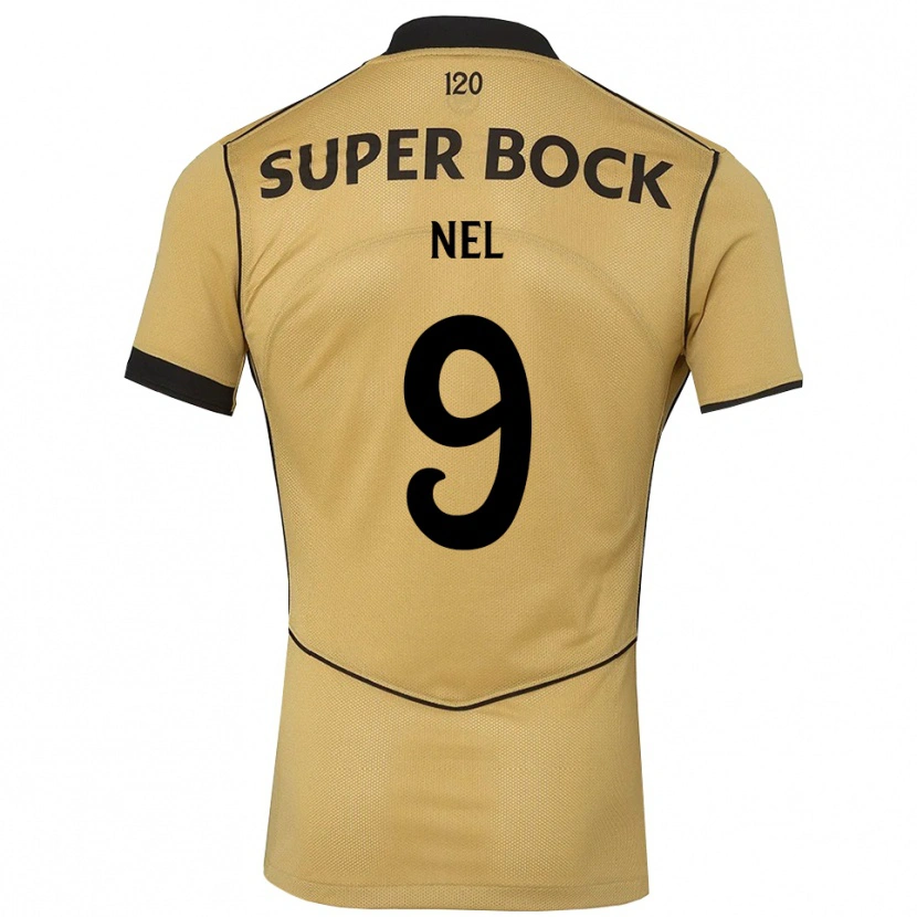 Danxen Kvinder Rafael Nel #9 Gyldengul Sort Udebane Spillertrøjer 2026/27 Trøje T-Shirt