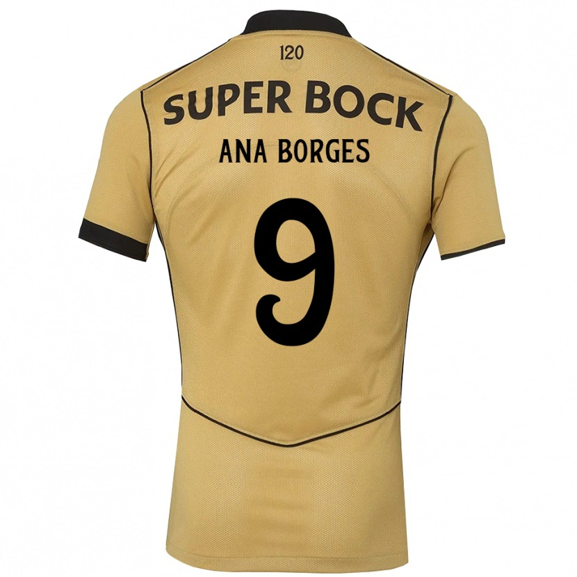 Danxen Kvinder Ana Catarina Marques Borges #9 Gyldengul Sort Udebane Spillertrøjer 2026/27 Trøje T-Shirt