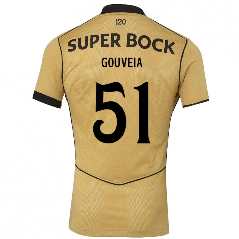 Danxen Kvinder Miguel Gouveia #51 Gyldengul Sort Udebane Spillertrøjer 2026/27 Trøje T-Shirt