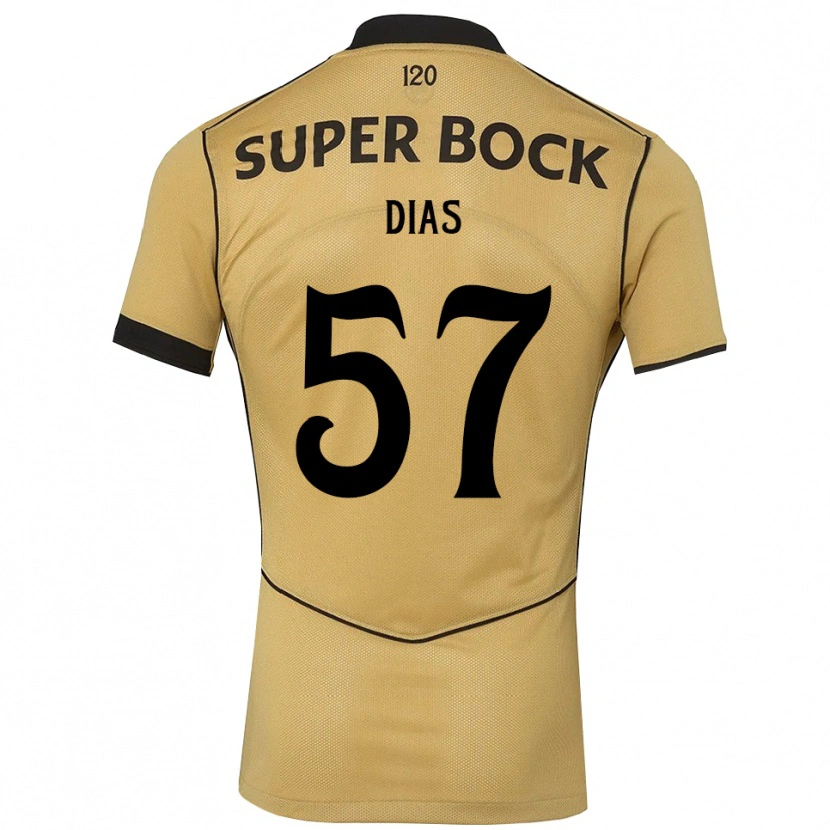 Danxen Kvinder Lucas Dias #57 Gyldengul Sort Udebane Spillertrøjer 2026/27 Trøje T-Shirt