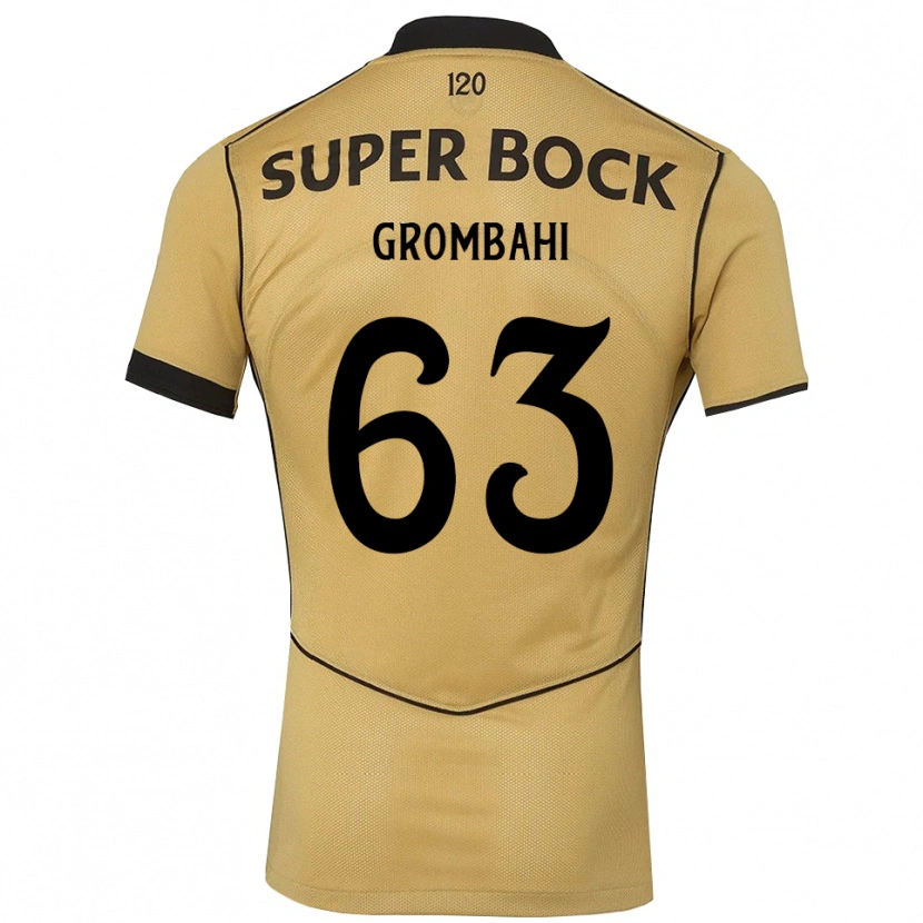 Danxen Kvinder Chris Grombahi #63 Gyldengul Sort Udebane Spillertrøjer 2026/27 Trøje T-Shirt