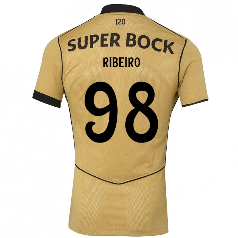 Danxen Kvinder Martim Ribeiro #98 Gyldengul Sort Udebane Spillertrøjer 2026/27 Trøje T-Shirt