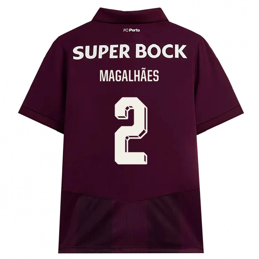 Danxen Kvinder Rafael Magalhães #2 Vinrød Hvid Udebane Spillertrøjer 2026/27 Trøje T-Shirt