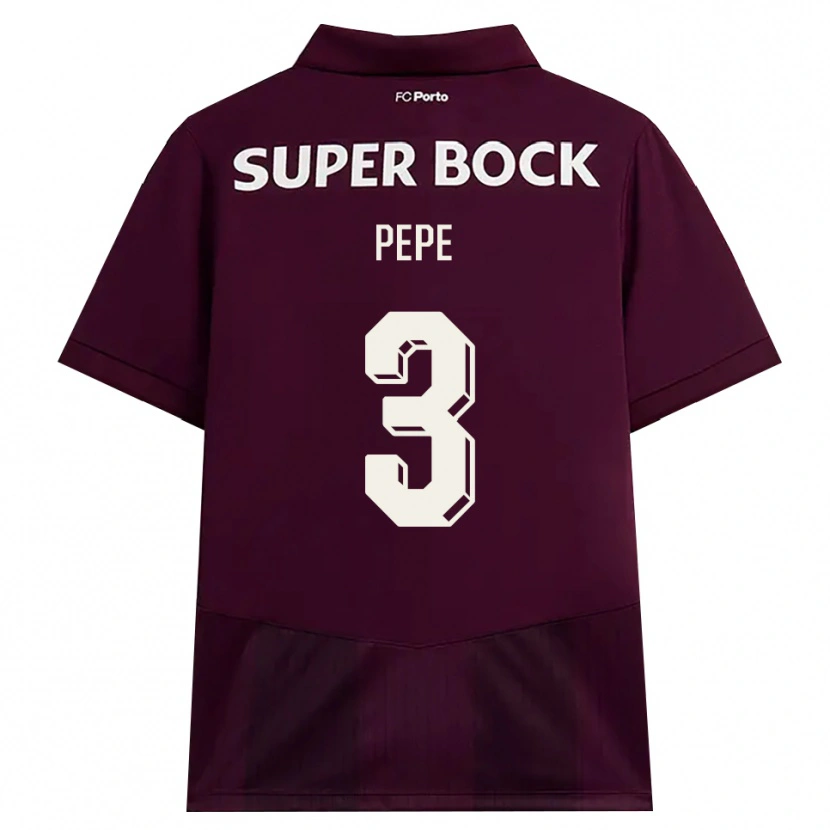 Danxen Kvinder Pepe #3 Vinrød Hvid Udebane Spillertrøjer 2026/27 Trøje T-Shirt