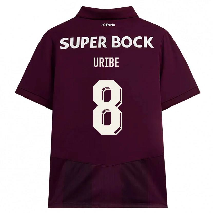 Danxen Kvinder Mateus Uribe #8 Vinrød Hvid Udebane Spillertrøjer 2026/27 Trøje T-Shirt
