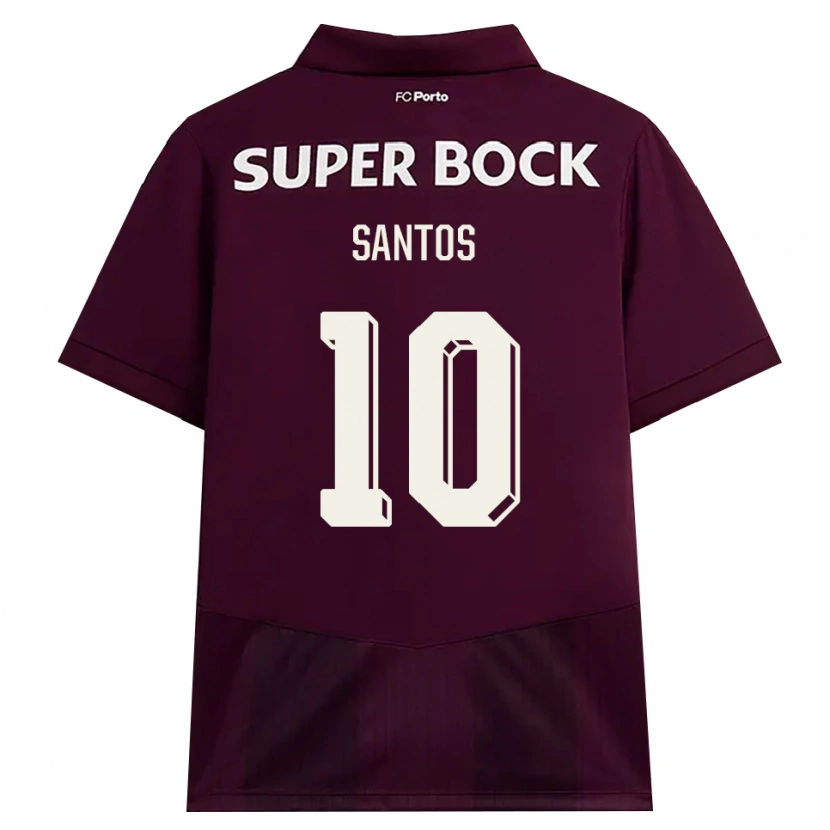 Danxen Kvinder Gonçalo Santos #10 Vinrød Hvid Udebane Spillertrøjer 2026/27 Trøje T-Shirt