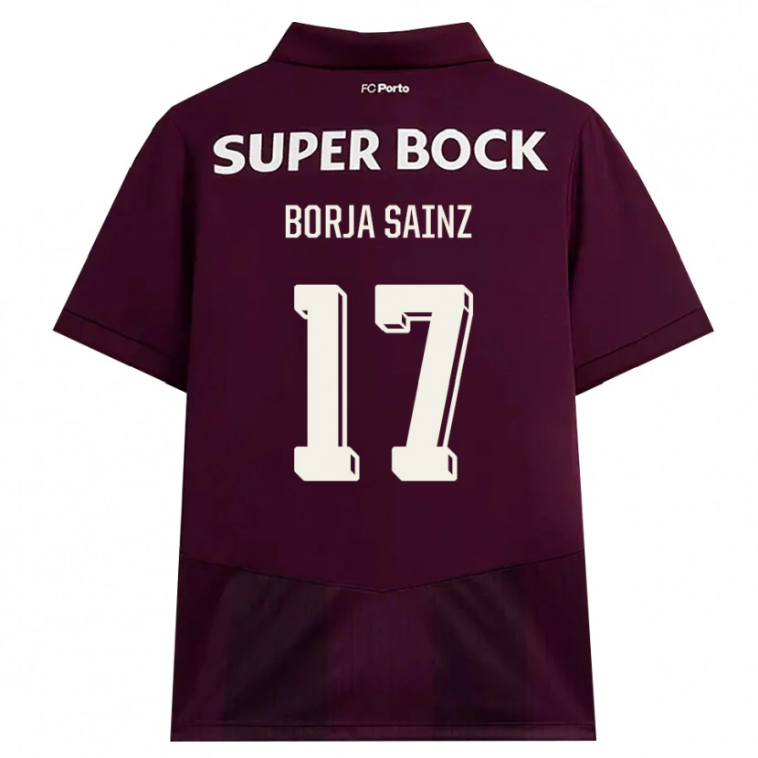 Danxen Kvinder Borja Sainz #17 Vinrød Hvid Udebane Spillertrøjer 2026/27 Trøje T-Shirt
