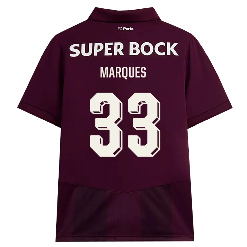Danxen Kvinder Bárbara Marques #33 Vinrød Hvid Udebane Spillertrøjer 2026/27 Trøje T-Shirt