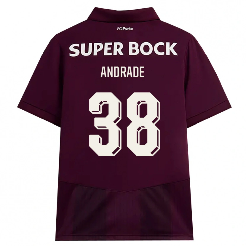 Danxen Kvinder Fernando Andrade #38 Vinrød Hvid Udebane Spillertrøjer 2026/27 Trøje T-Shirt
