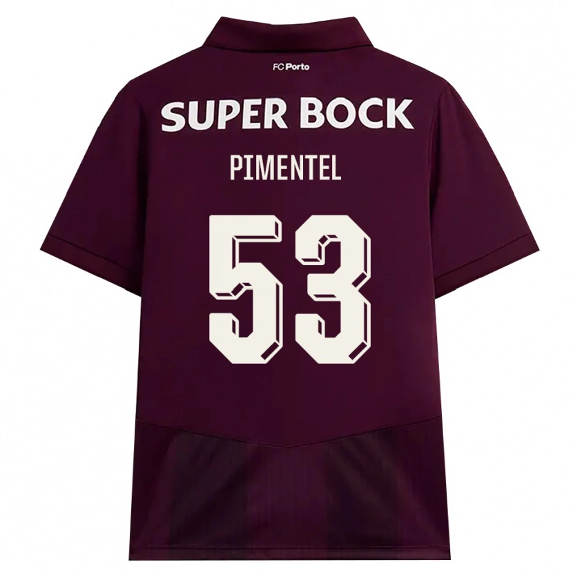 Danxen Kvinder Eric Pimentel #53 Vinrød Hvid Udebane Spillertrøjer 2026/27 Trøje T-Shirt