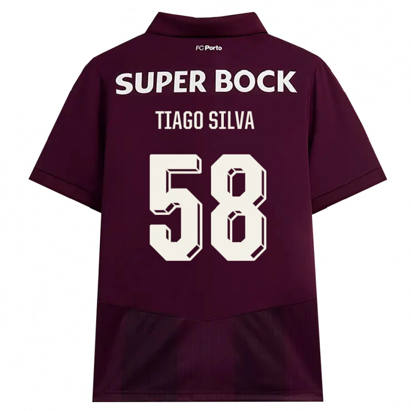 Danxen Kvinder Tiago Silva #58 Vinrød Hvid Udebane Spillertrøjer 2026/27 Trøje T-Shirt