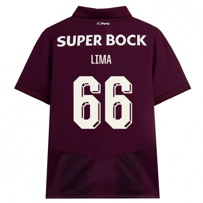 Danxen Kvinder Bernardo Lima #66 Vinrød Hvid Udebane Spillertrøjer 2026/27 Trøje T-Shirt