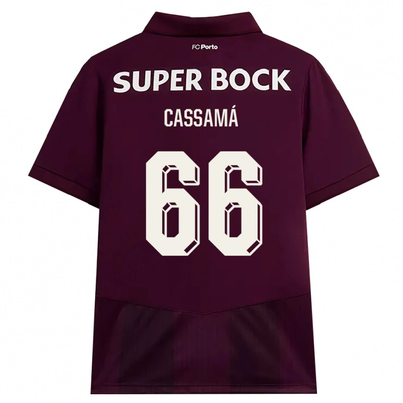 Danxen Kvinder Adramane Cassamá #66 Vinrød Hvid Udebane Spillertrøjer 2026/27 Trøje T-Shirt