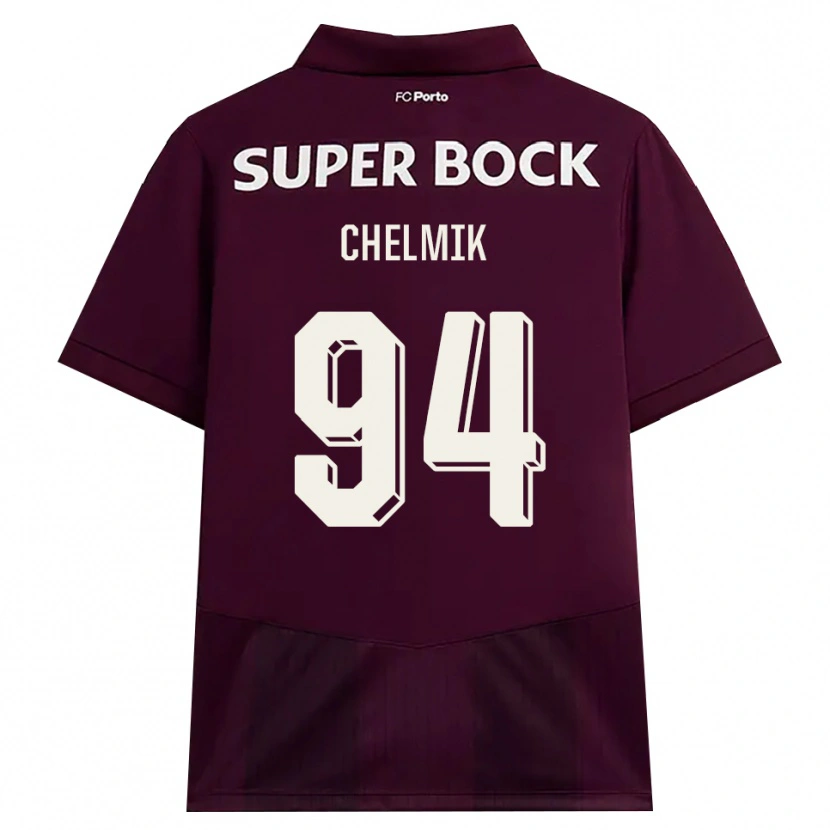 Danxen Kvinder Martim Chelmik Santos Antunes #94 Vinrød Hvid Udebane Spillertrøjer 2026/27 Trøje T-Shirt