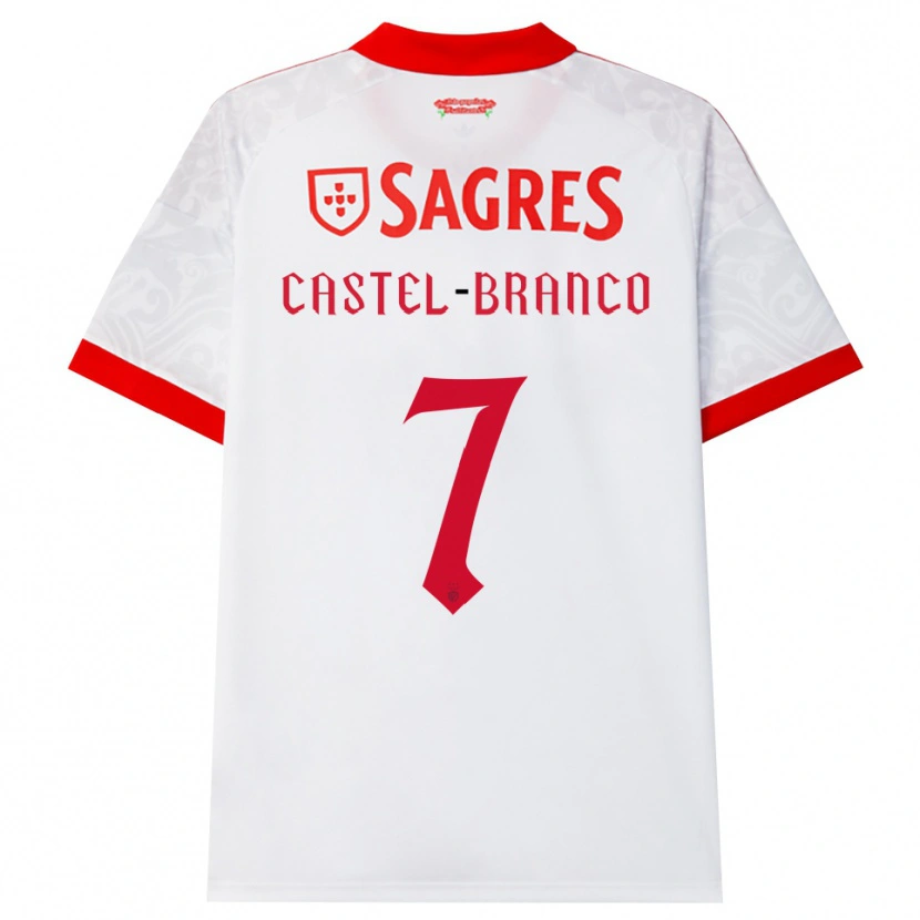 Danxen Kvinder Diego Castel-Branco #7 Hvid Rød Gul Udebane Spillertrøjer 2026/27 Trøje T-Shirt