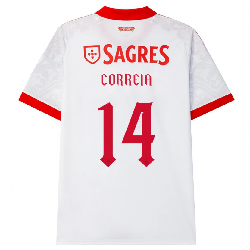 Danxen Kvinder Rúben Correia #14 Hvid Rød Gul Udebane Spillertrøjer 2026/27 Trøje T-Shirt