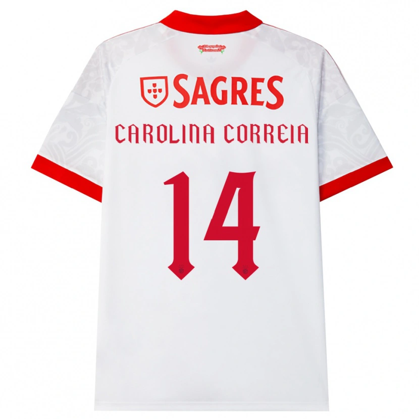 Danxen Kvinder Carolina Correia #14 Hvid Rød Gul Udebane Spillertrøjer 2026/27 Trøje T-Shirt