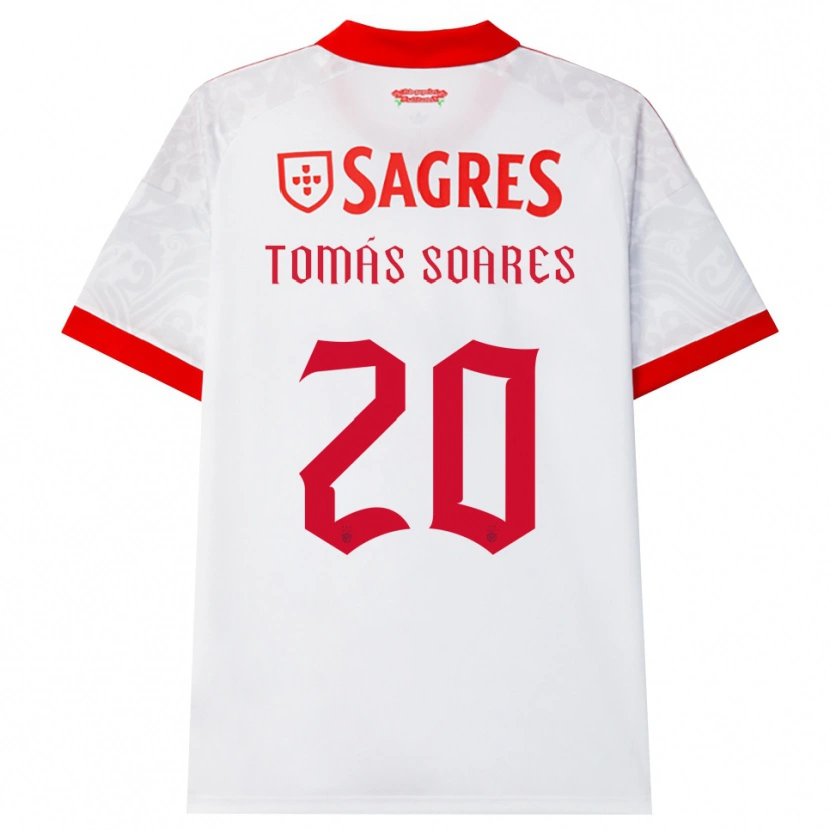 Danxen Kvinder Tomás Soares #20 Hvid Rød Gul Udebane Spillertrøjer 2026/27 Trøje T-Shirt