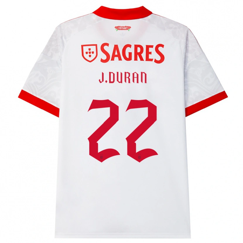 Danxen Kvinder Jhon Durán #22 Hvid Rød Gul Udebane Spillertrøjer 2026/27 Trøje T-Shirt