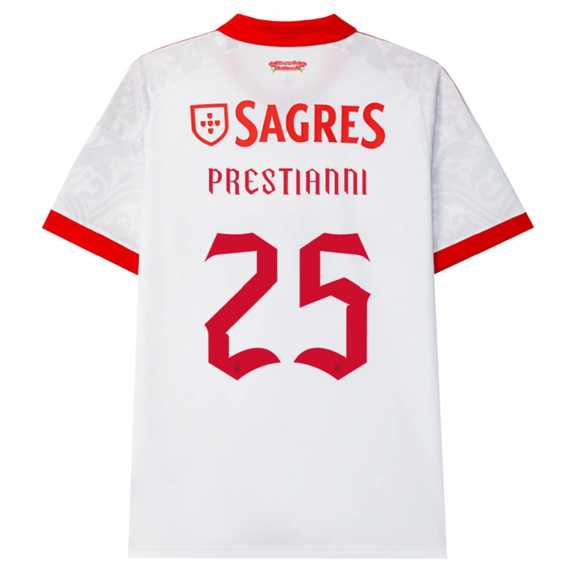 Danxen Kvinder Gianluca Prestianni #25 Hvid Rød Gul Udebane Spillertrøjer 2026/27 Trøje T-Shirt