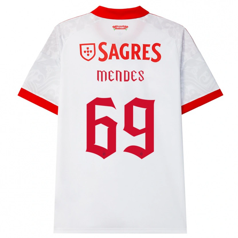 Danxen Kvinder Vladimir Mendes #69 Hvid Rød Gul Udebane Spillertrøjer 2026/27 Trøje T-Shirt