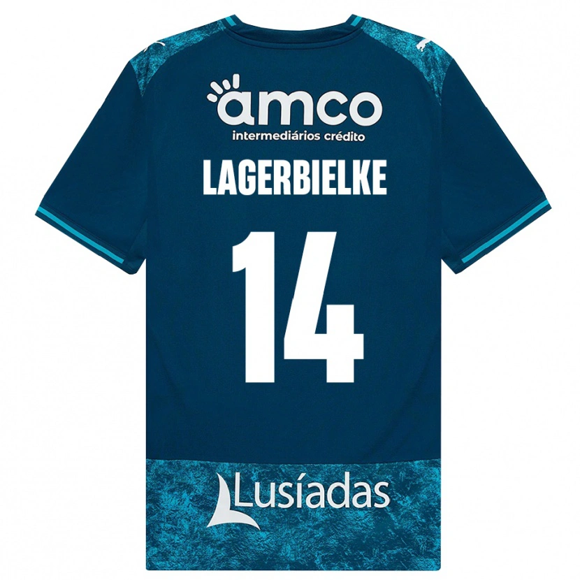 Danxen Kvinder Gustaf Lagerbielke #14 Mørkskifergrå Mellemturkis Udebane Spillertrøjer 2026/27 Trøje T-Shirt