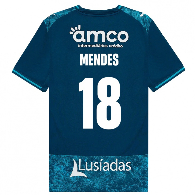 Danxen Kvinder Carolina Mendes #18 Mørkskifergrå Mellemturkis Udebane Spillertrøjer 2026/27 Trøje T-Shirt