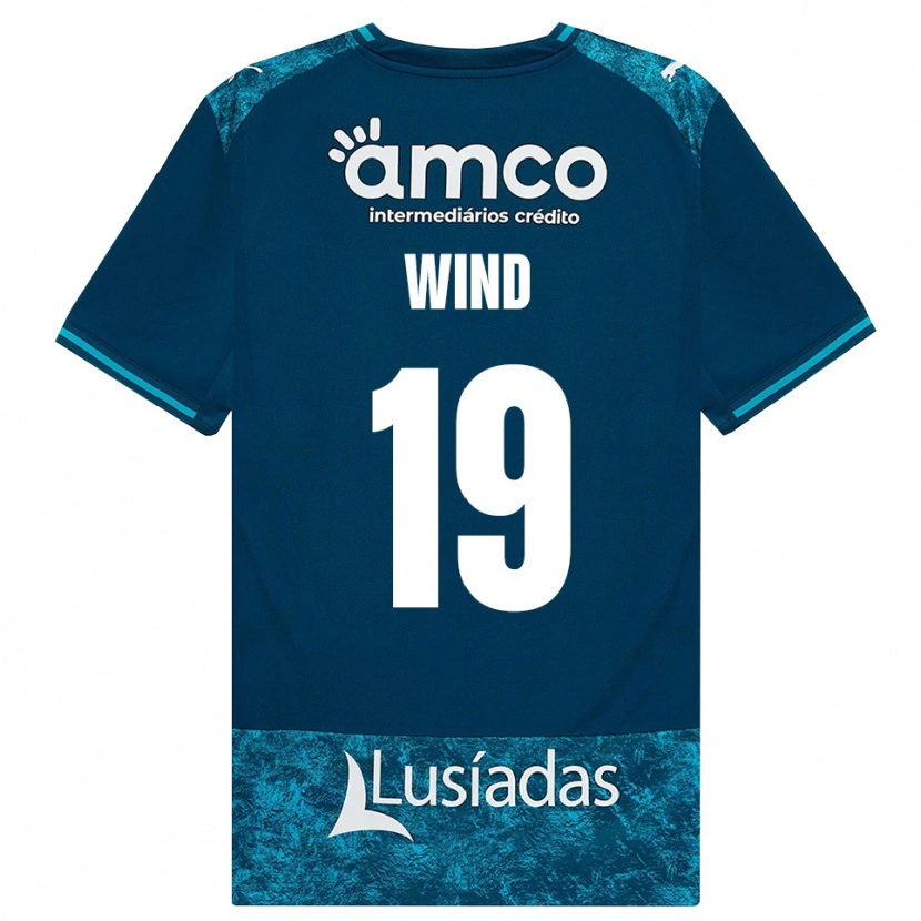 Danxen Kvinder Jonas Wind #19 Mørkskifergrå Mellemturkis Udebane Spillertrøjer 2026/27 Trøje T-Shirt