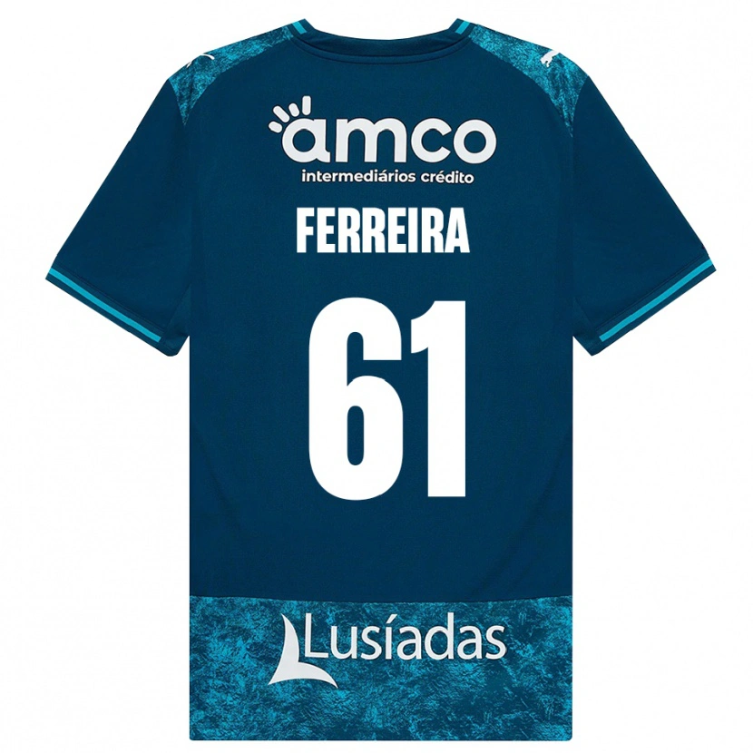 Danxen Kvinder Tiago Ferreira #61 Mørkskifergrå Mellemturkis Udebane Spillertrøjer 2026/27 Trøje T-Shirt