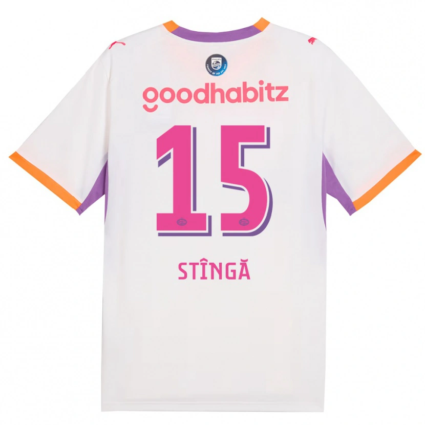 Danxen Kvinder Lucas Stîngă #15 Hvid Lilla Orange Udebane Spillertrøjer 2026/27 Trøje T-Shirt