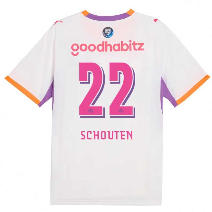 Danxen Kvinder Jerdy Schouten #22 Hvid Lilla Orange Udebane Spillertrøjer 2026/27 Trøje T-Shirt