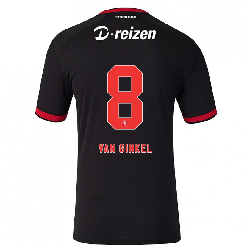 Danxen Kvinder Danique Van Ginkel #8 Rød Hvid Sort Udebane Spillertrøjer 2026/27 Trøje T-Shirt